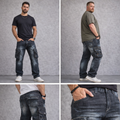Jeans cargo lavados para hombre con bolsillos laterales