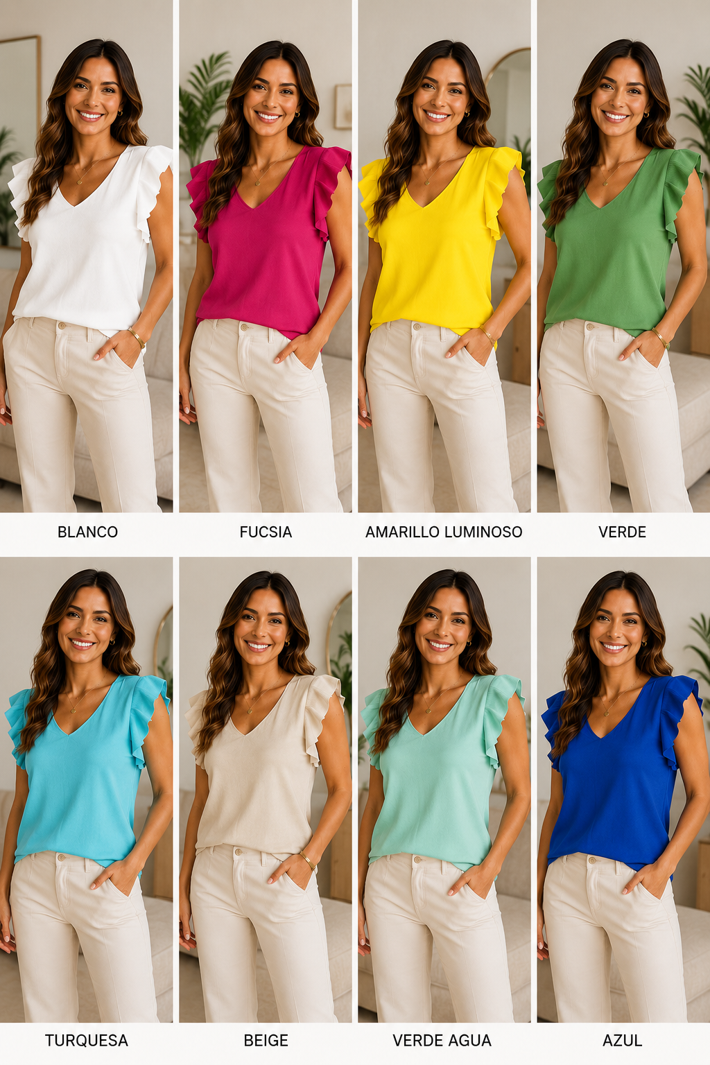 Top de punto fino Made in Italy con volantes