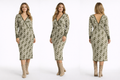 Vestido midi de punto geométrico cruzado para mujer