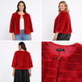Chaqueta de pelo roja Made in Italy talla única para mujer