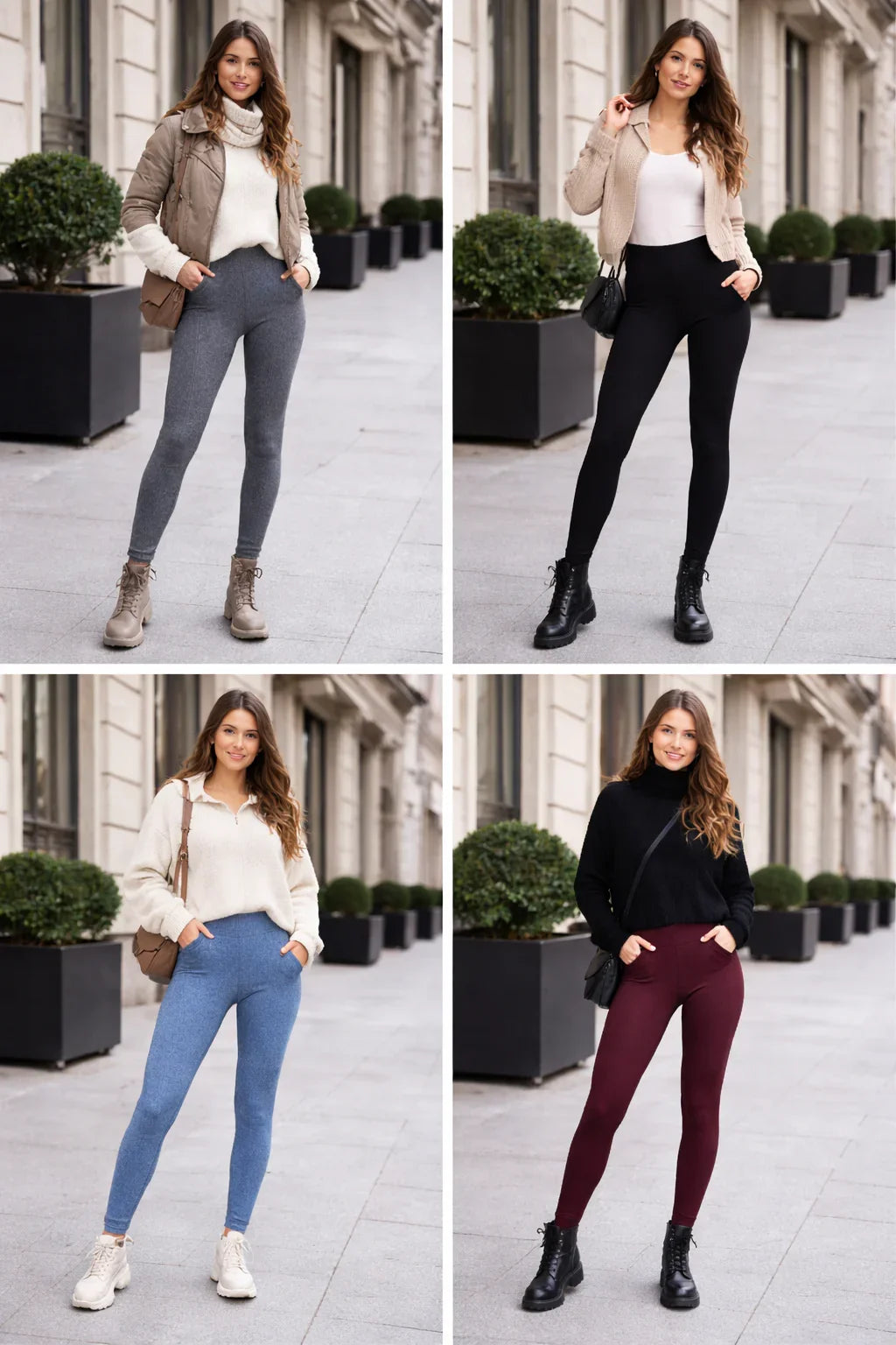 Pantalón Leggins Térmico para Mujer – Interior Afelpado – Tallas S/M y L/XL – Negro, Granate, Gris y Azul Claro