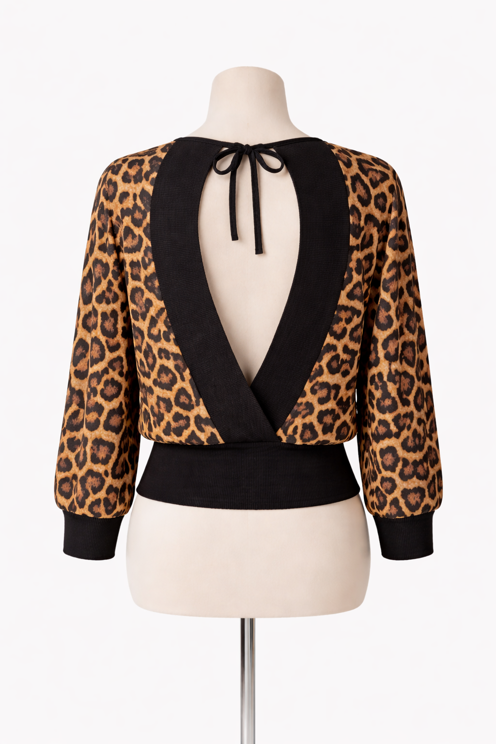 Blusa estampado leopardo espalda abierta mujer