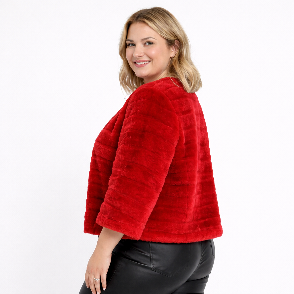 Chaqueta de pelo roja Made in Italy talla única para mujer