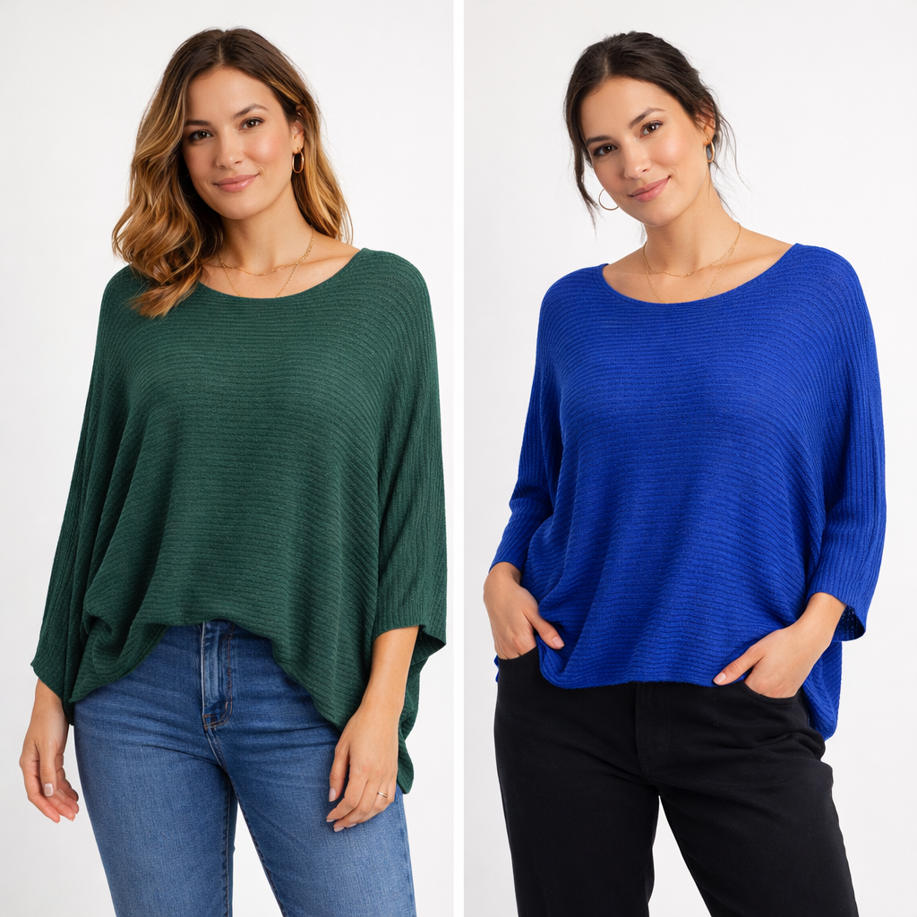 Jersey de punto fino oversize cuello barco mujer (talla única)