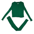 Conjunto de punto canalé con cremallera – Verde o azul – Talla única mujer