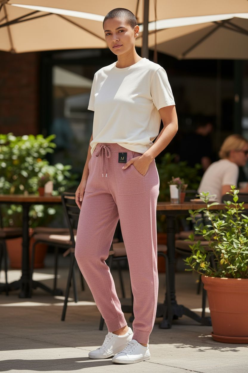 Pantalón jogger de punto fino talla única para mujer