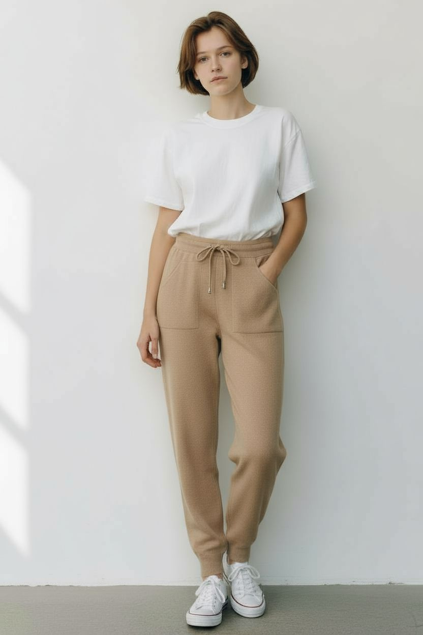 Pantalón jogger de punto fino talla única para mujer