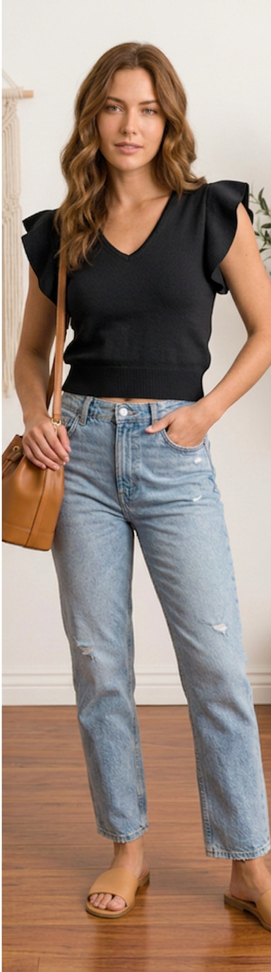 Top de punto fino Made in Italy con volantes